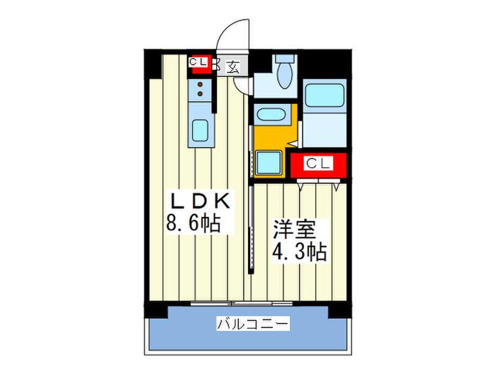 アニマーレ長堀(1LDK/7階)の間取り写真