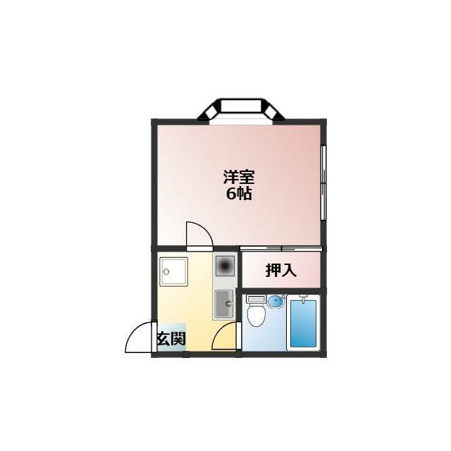 小田原市扇町アパート(1K/2階)の間取り写真