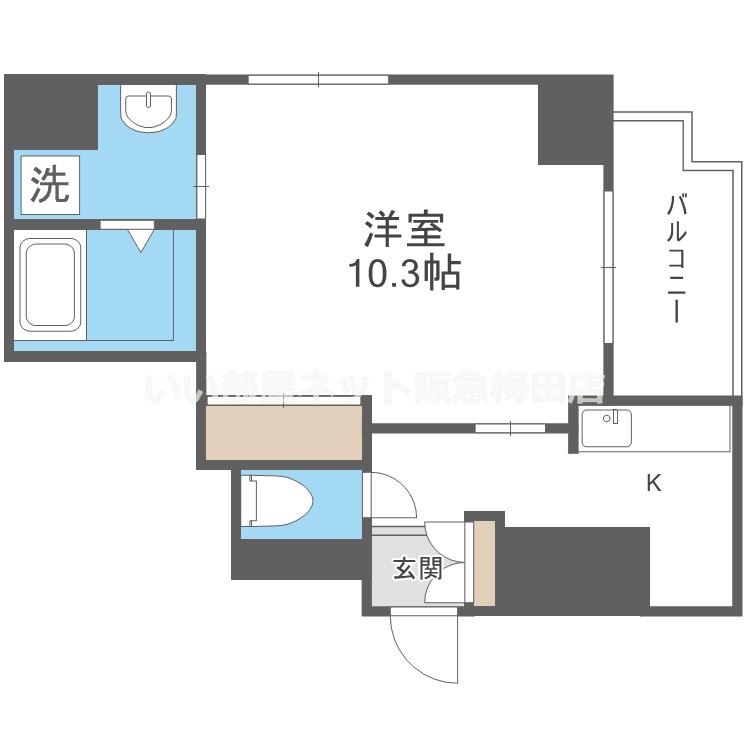 シャンテ与力町 住居(1LDK/3階)の間取り写真