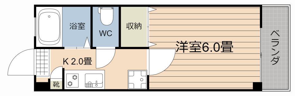 吉永ビル(1K/2階)の間取り写真