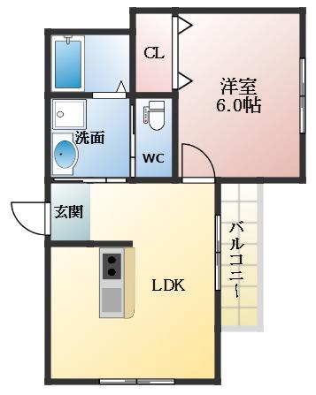 KUKULU REX 古市(1LDK/3階)の間取り写真