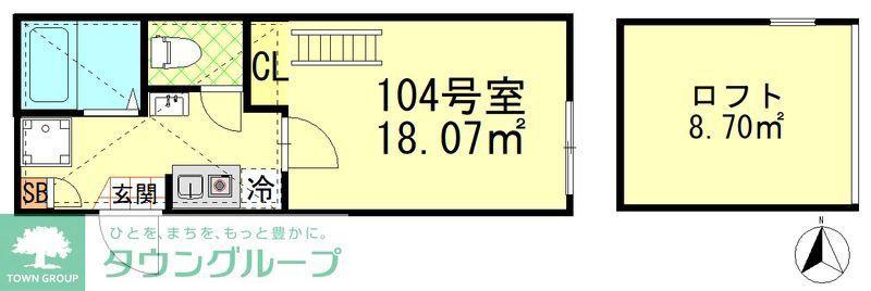 MIGHTY武蔵中原(1K/1階)の間取り写真