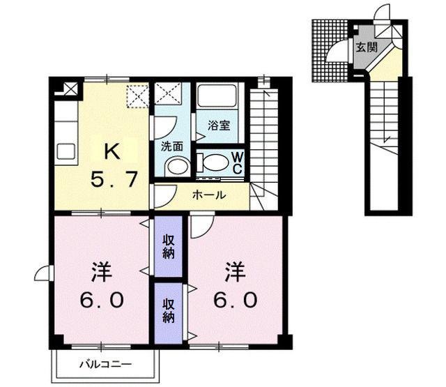 フォレスタ(2K/2階)の間取り写真