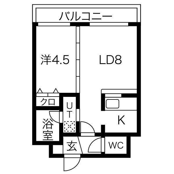 マリオン桑園(1LDK/4階)の間取り写真