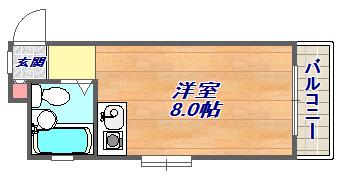 ダイドーメゾン御影Ⅵ(ワンルーム/2階)の間取り写真