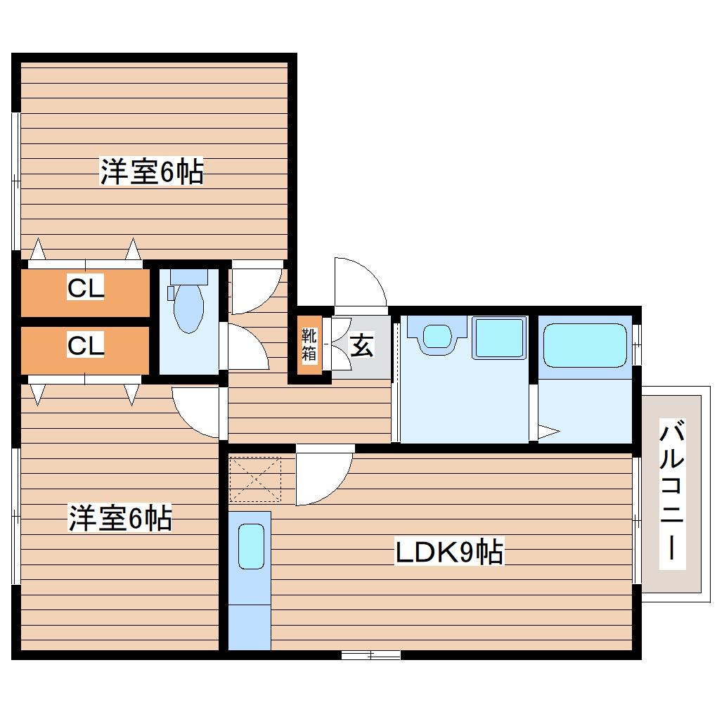 アリアス(2LDK/3階)の間取り写真