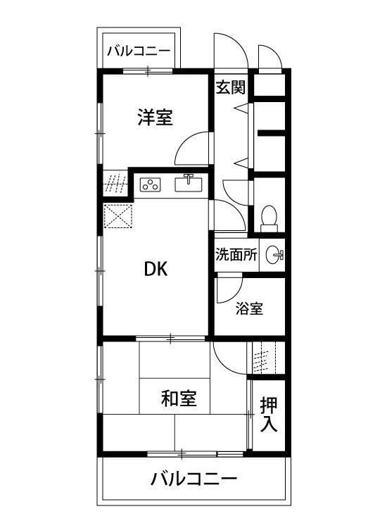 フロントピア蕨(2DK/3階)の間取り写真