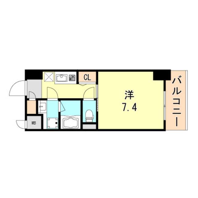ワールドアイ神戸湊町(1K/9階)の間取り写真