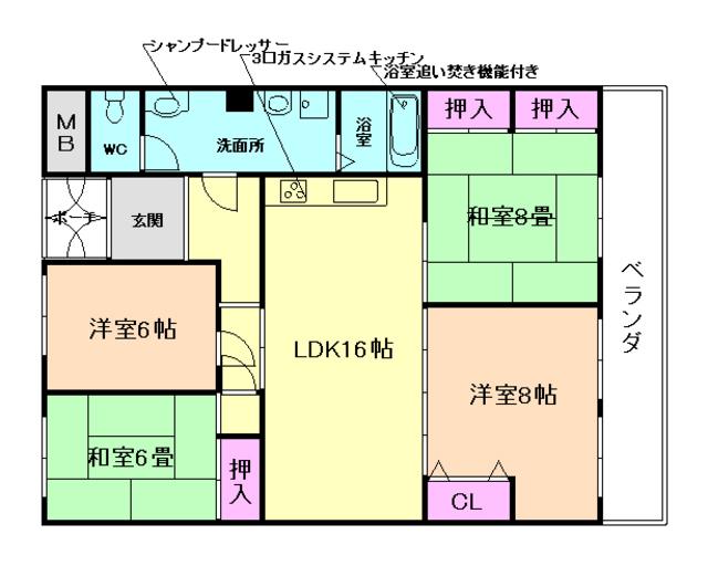 大阪モノレール彩都線 豊川駅(大阪) 徒歩12分 5階建 築38年(4LDK/1階)の間取り写真