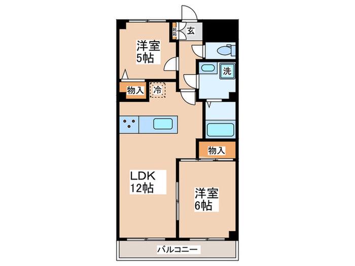 カーディナンス永山(2LDK/2階)の間取り写真