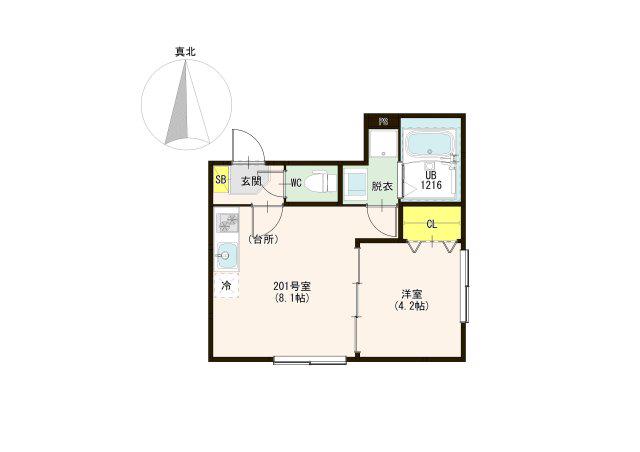 インペリアルカレッジ北千住(1LDK/2階)の間取り写真