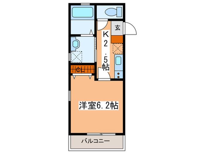 ウィング・YS(1K/2階)の間取り写真