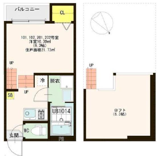 FLAP仙台(1K/1階)の間取り写真