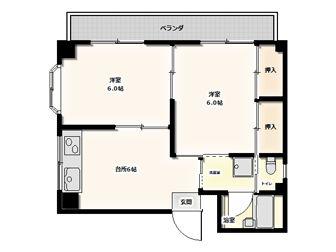 ニューメゾン坂元(2DK/3階)の間取り写真