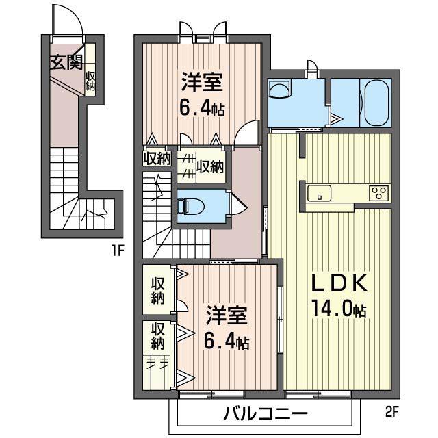 レフィナード鵠沼(2LDK/1階)の間取り写真