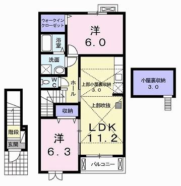 マーベラス・アンジュI(2LDK/2階)の間取り写真