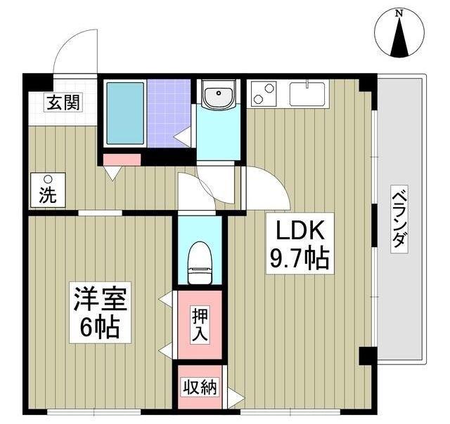 フラッツ奥沢(1LDK/2階)の間取り写真