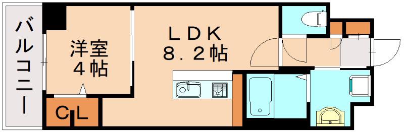 グランドアセント(1LDK/9階)の間取り写真