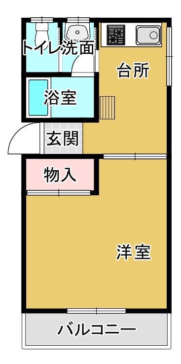 カーサコスモ(1K/2階)の間取り写真