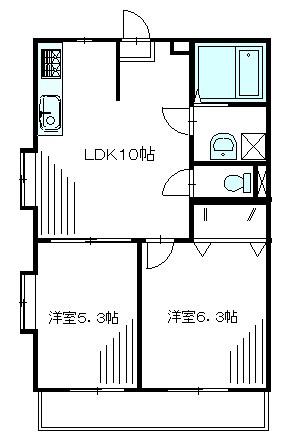 エスパシオ立花A(2LDK/2階)の間取り写真
