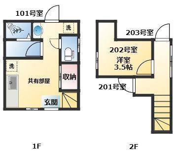 スカイハイツ赤羽北1(1K/2階)の間取り写真