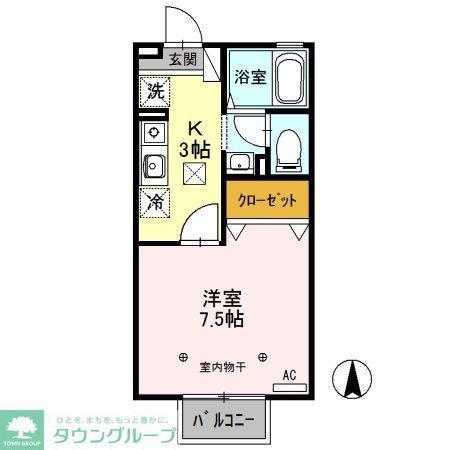 メゾン・ド・K(1K/1階)の間取り写真