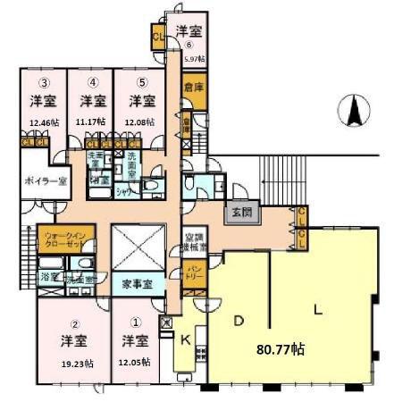 リド南麻布 B棟(6LDK/1階)の間取り写真