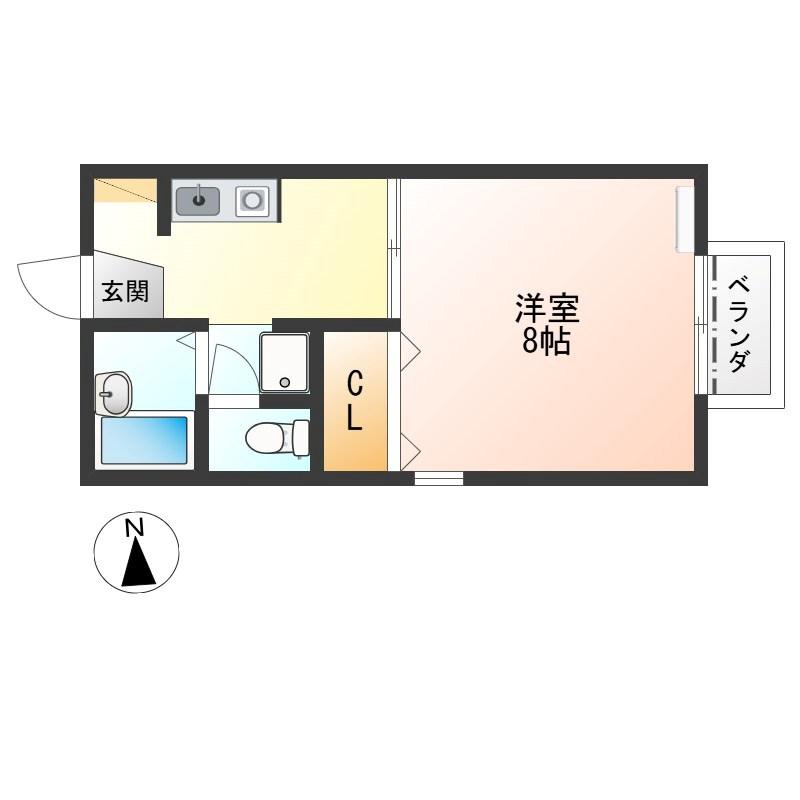 クライムハイツB棟(1K/2階)の間取り写真