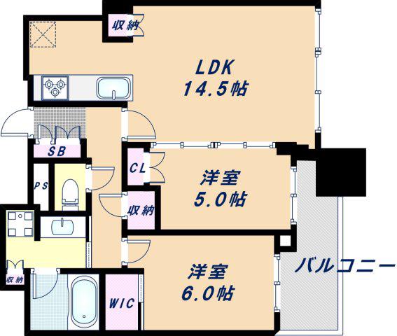 シティタワー大阪本町(2LDK/31階)の間取り写真