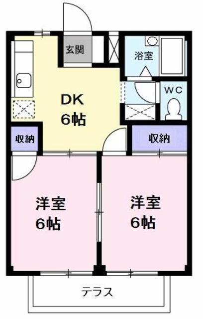 グリーンアベニュー(2DK/1階)の間取り写真