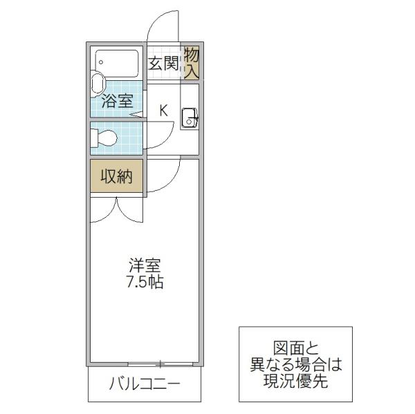 ヴァンテ竜ヶ崎(1K/2階)の間取り写真