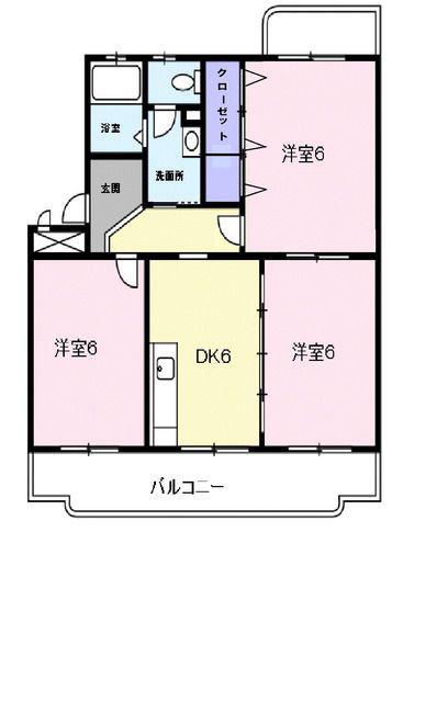 クレセントフジ B(3DK/3階)の間取り写真