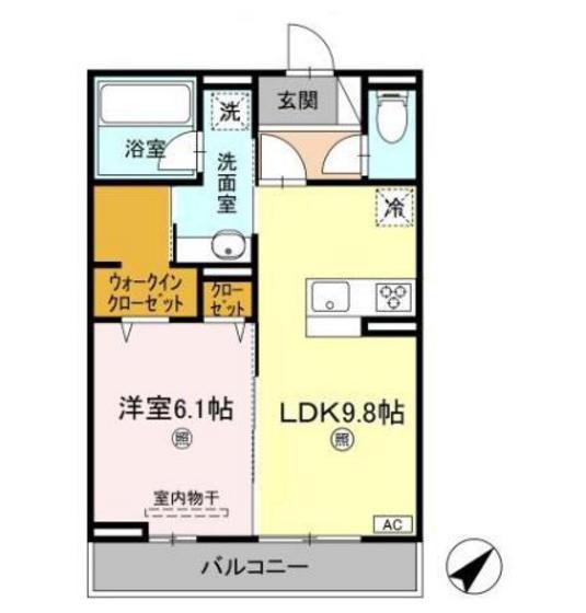 ルミナス庚午(1LDK/2階)の間取り写真
