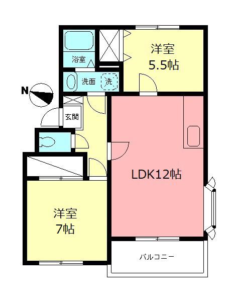 エンブレム(2LDK/2階)の間取り写真