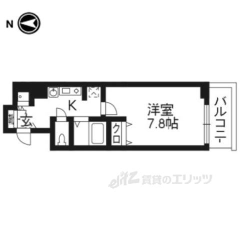 スワンズ京都西陣(1K/8階)の間取り写真