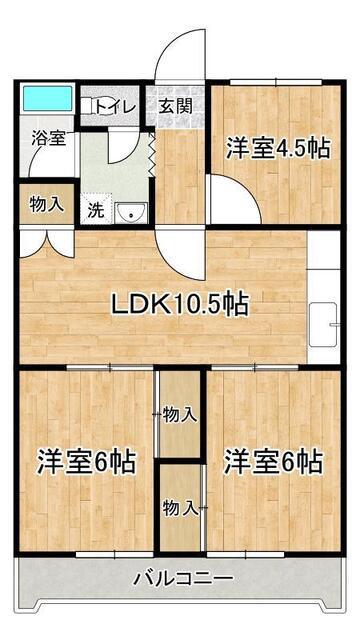 グランメゾンつくば(3LDK/2階)の間取り写真