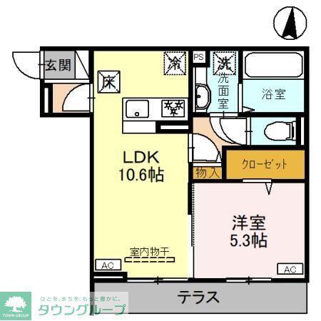 ラクーア(1LDK/1階)の間取り写真