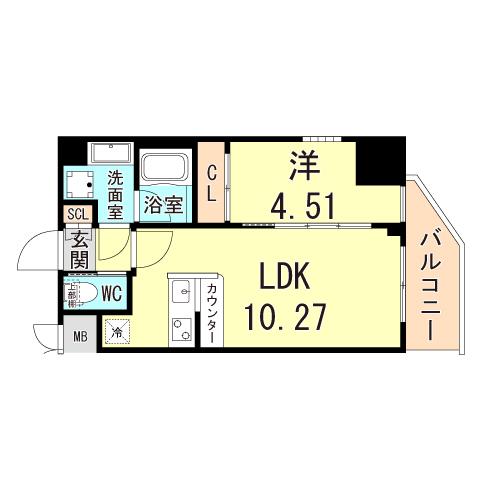 プレジオ武庫川ASIAN(1LDK/10階)の間取り写真