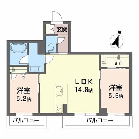 シャーメゾンSEIWA(2LDK/2階)の間取り写真