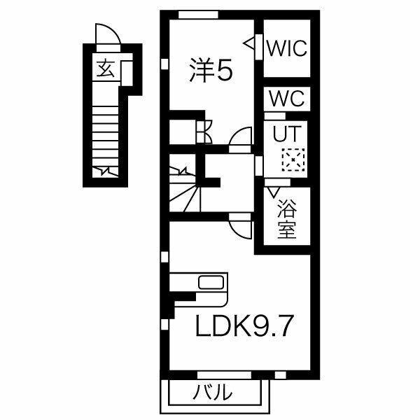 SURPLUS HILLS Ⅱ(1LDK/2階)の間取り写真
