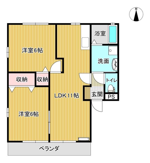 コーポ平川(2LDK/1階)の間取り写真