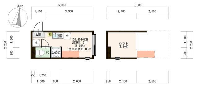 クレシア世田谷(ワンルーム/2階)の間取り写真