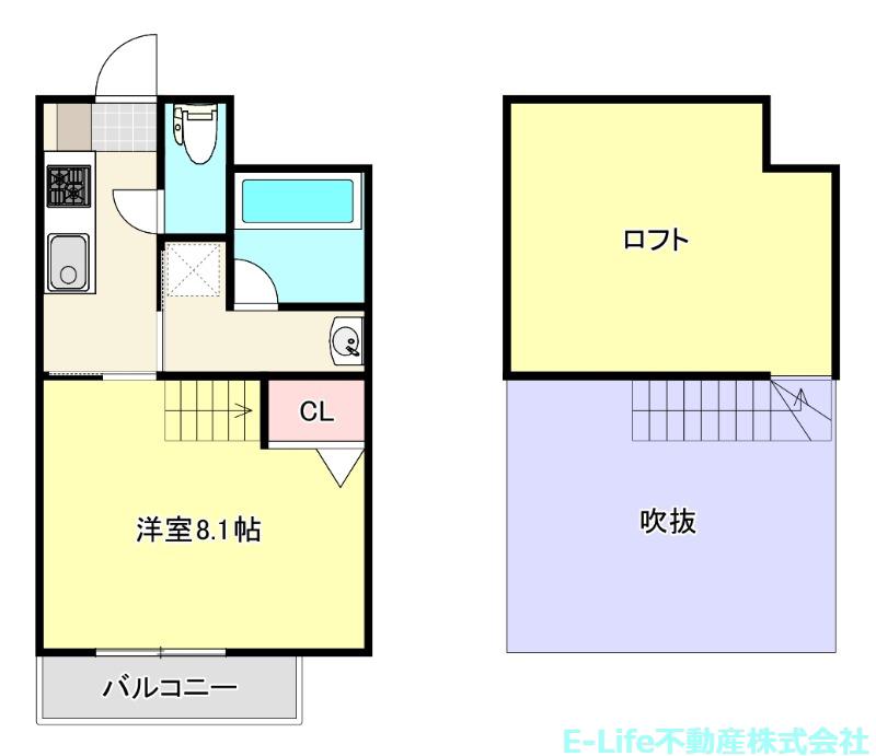 LIFE月出I(1K/2階)の間取り写真