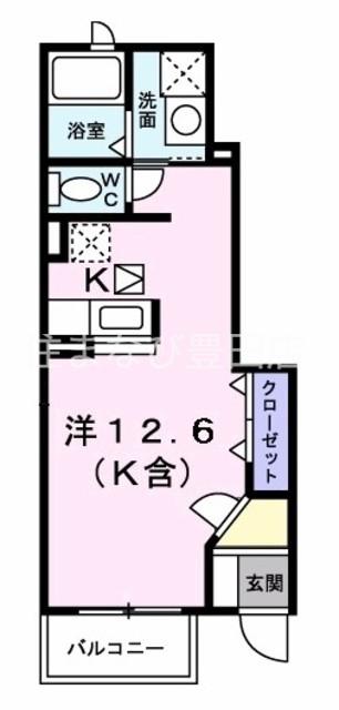 セレクトヒルズ上郷II(ワンルーム/1階)の間取り写真