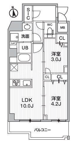 S-RESIDENCE千住大橋BROAD(2LDK/6階)の間取り写真