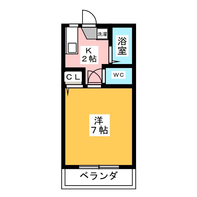 メゾンミカタC(1K/2階)の間取り写真