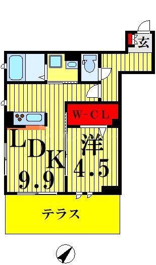 グルナディエ(1LDK/2階)の間取り写真