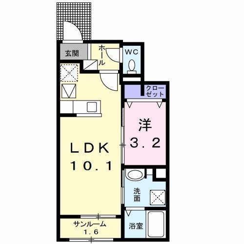 J-シャモニー スロープ I(1LDK/1階)の間取り写真