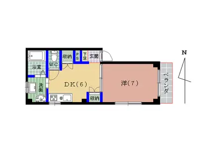 プライム松本(1DK/3階)の間取り写真