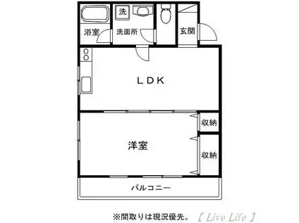 ネバーランド(1LDK/2階)の間取り写真